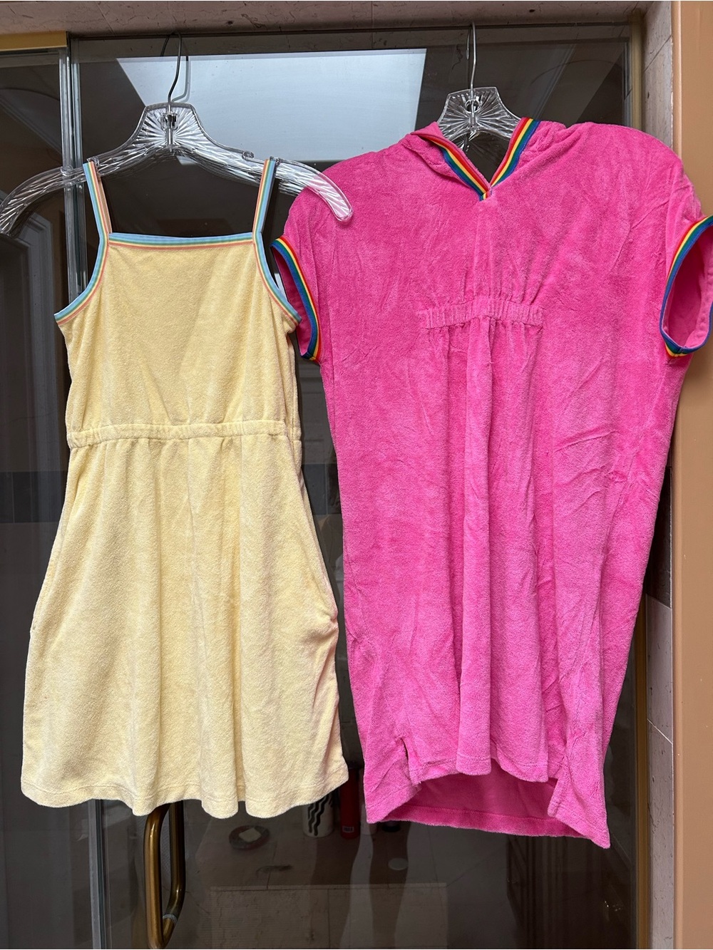 Hanna Andersson Yellow Terry Swing Dress & Pink Hooded Cover-Up